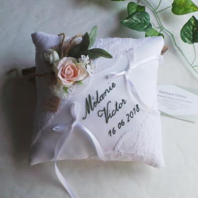 Coussin alliance champetre chic personnalisé fait main