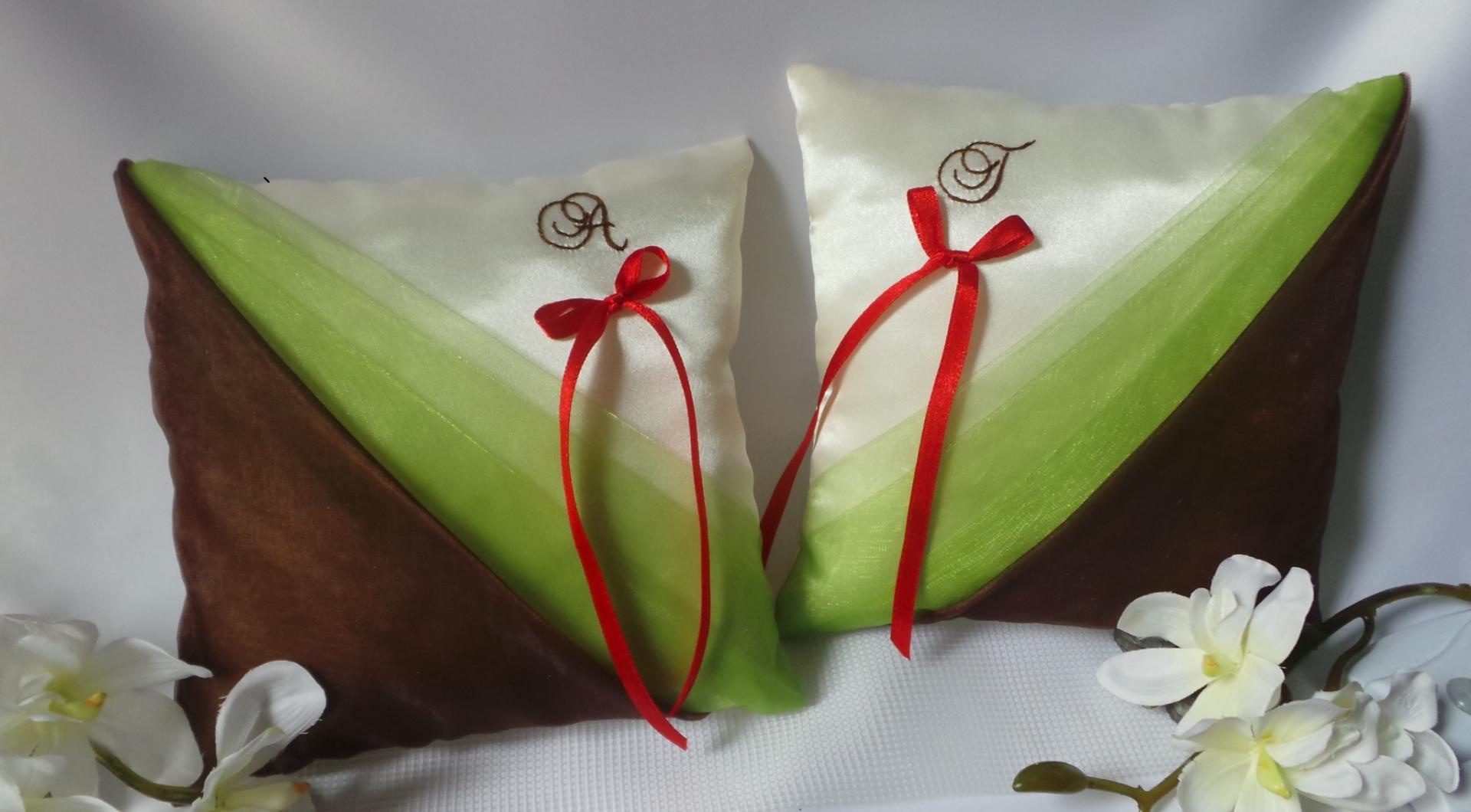 Coussin mariage chocolat anis