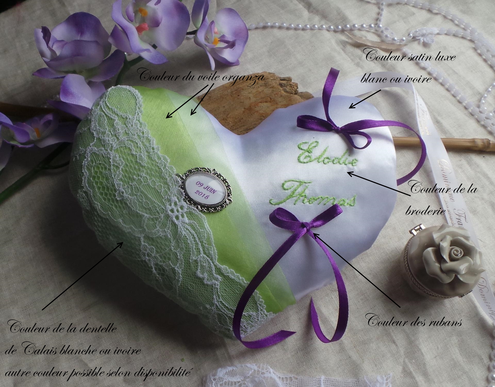 Coussin mariage coeur chic personnalise